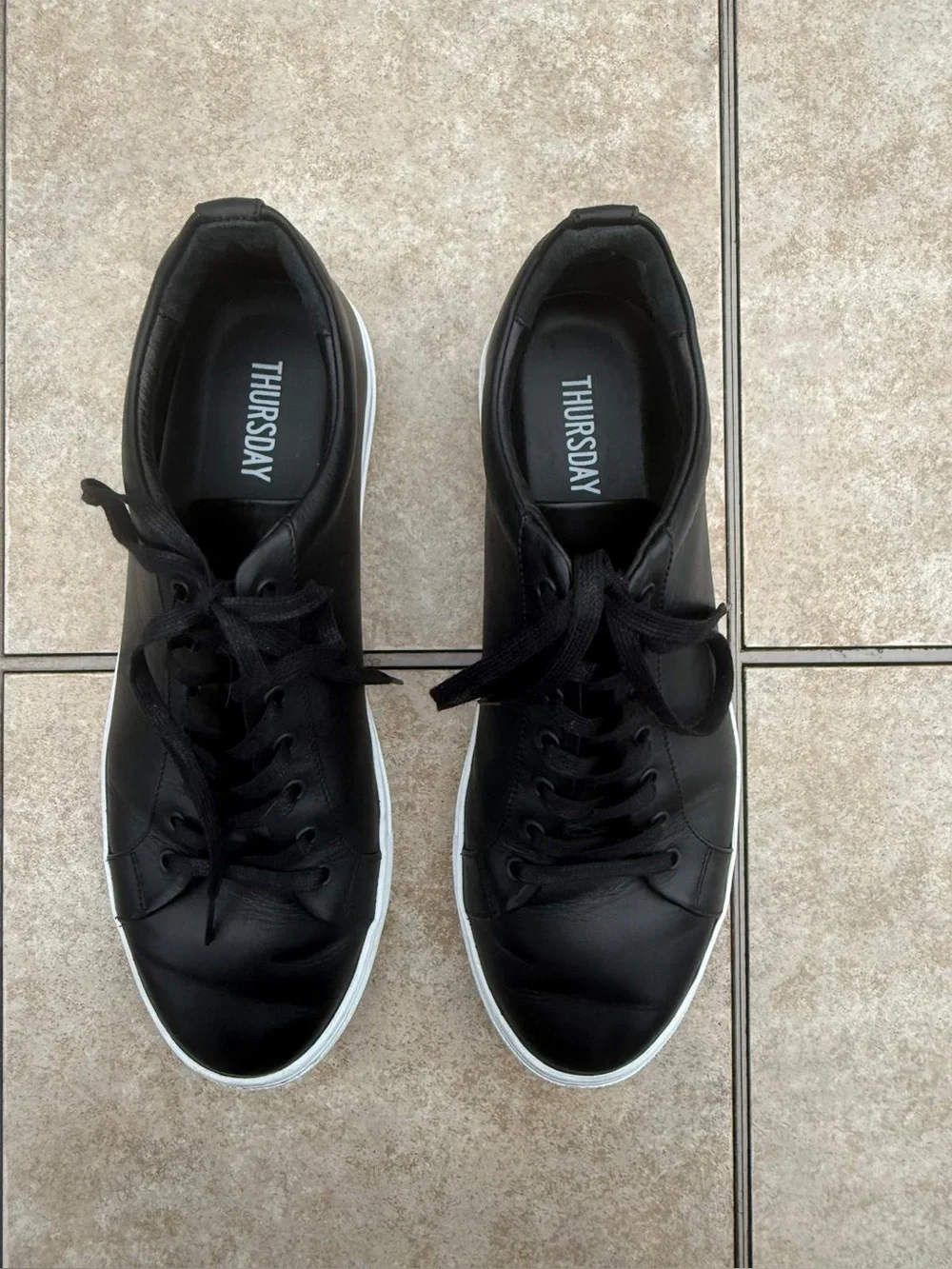 Thursday Premier Low Top fashion sneakers in black leather size 12